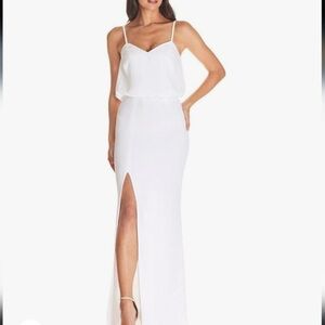 Dress‎ the population Gracelyn off white blouson slip look maxi gown size XS
